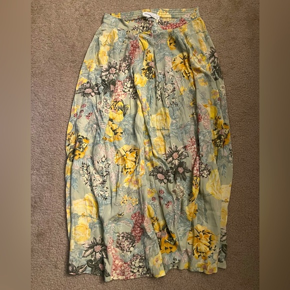 Floral Linen Midi Skirt - Picture 1 of 2